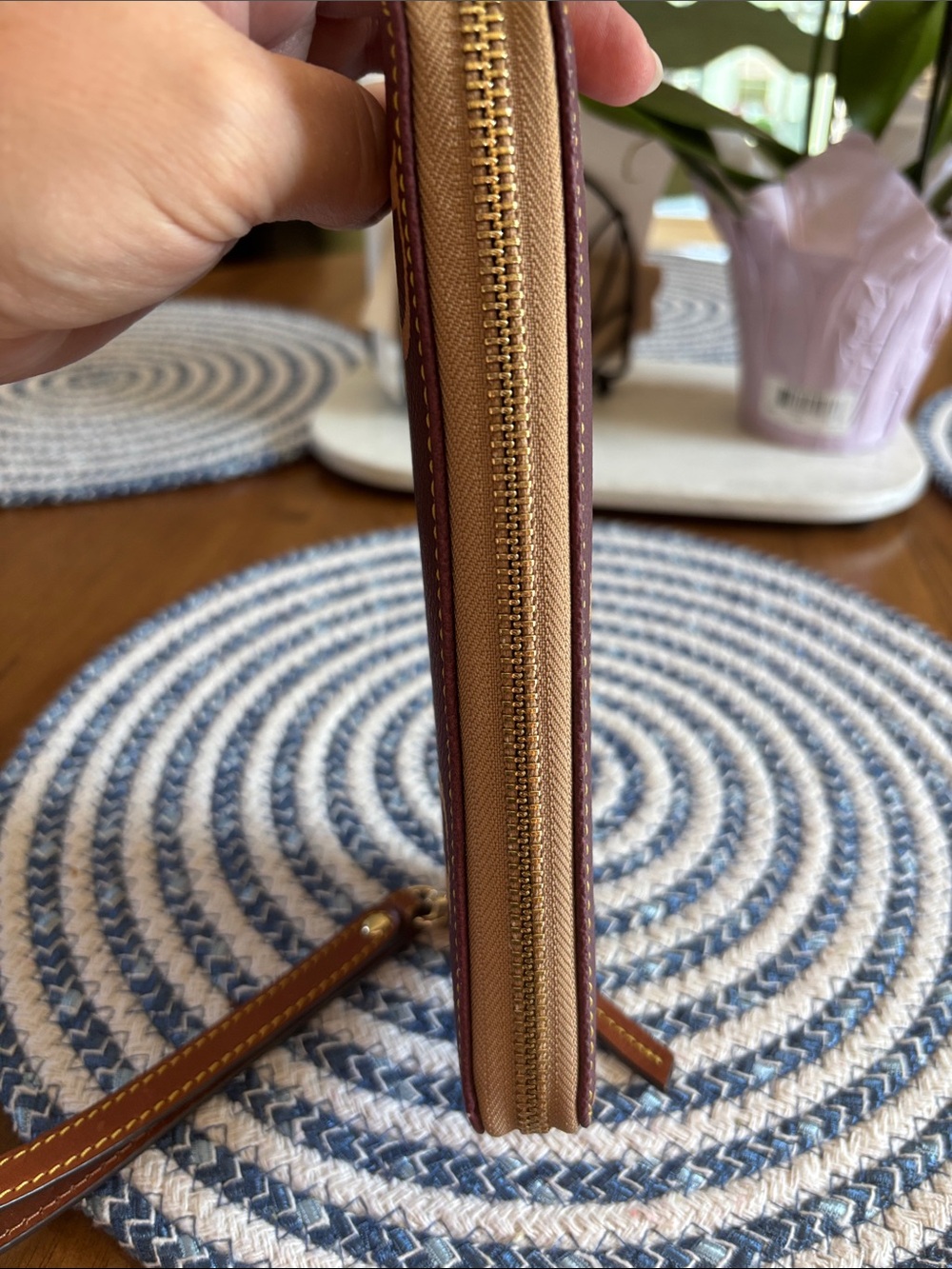 Dooney & Bourke Burgundy Signature Zip Wallet - Picture 3 of 5